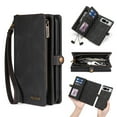 thumbnail image 1 of Allytech Detachable Magnetic Wallet Case for Google Pixel 7 Pro with Wrist Strap, Large Capacity Luxury PU Leather Card Slots Zipper Cash Pocket Shockproof Protective Wallet Case - Black, 1 of 9