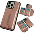 thumbnail image 1 of Allytech Detachable Magnetic Wallet Case for iPhone 14 Pro, 2 in 1 Slim Thin Wallet Case with Credit Card Slots, Shockproof Premium PU Leather Kickstand Cover Case - Rosegold, 1 of 6