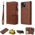 thumbnail image 1 of Allytech Detachable Wallet Case for Apple iPhone 15 Plus, Vintage PU Leather Folio Flip Wallet Case Multiple Cards Slots Kickstand Shockproof Protective Phone Case for iPhone 15 Plus - Brown, 1 of 1