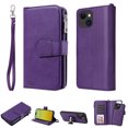thumbnail image 1 of Allytech Detachable Wallet Case for Apple iPhone 15 Plus, Vintage PU Leather Folio Flip Wallet Case Multiple Cards Slots Kickstand Shockproof Protective Phone Case for iPhone 15 Plus - Purple, 1 of 17