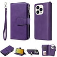 thumbnail image 1 of Allytech Detachable Wallet Case for Apple iPhone 15 Pro Max, Vintage PU Leather Folio Flip Wallet Case Multiple Cards Slots Kickstand Shockproof Protective Phone Case for iPhone 15 Pro Max - Purple, 1 of 17