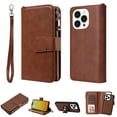 thumbnail image 1 of Allytech Detachable Wallet Case for Apple iPhone 15 Pro, Vintage PU Leather Folio Flip Wallet Case Multiple Cards Slots Kickstand Shockproof Protective Phone Case for iPhone 15 Pro - Brown, 1 of 17
