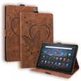 thumbnail image 1 of Allytech Embossed Butterfly Case for Fire HD 10 11th Gen 2021, Cover for Fire HD 10 Plus 2021 Version, Synthetic Leather Corner Protection Kickstand Auto Wake Sleep Case for Fire HD 10.1" 2021, Brown, 1 of 8