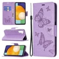 thumbnail image 1 of Allytech Embossed Butterfly Case for Samsung Galaxy A13 5G [Not for 4G], PU Leather Card Slots Flip Stand Magnetic Closure Wrist Strap Lanyard Protective Cover for Galaxy A13 5G, Violet, 1 of 5