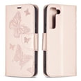 thumbnail image 1 of Allytech Embossed Butterfly Case for Samsung Galaxy S21 FE 5G [2022 Released], PU Leather Card Slots Flip Stand Magnetic Closure Wrist Strap Lanyard Protective Cover for Galaxy S21 FE 5G 6.4", Pink, 1 of 5