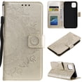 thumbnail image 1 of Allytech Embossed Mandala PU Leather Case for iPhone 13 Mini 2021(5.4"), Slim Soft TPU Bumper Anti-Scratch Flip Kickstand Detachable Lanyard Wallet Protective Case for iPhone 13 Mini, Gold, 1 of 6