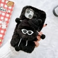 thumbnail image 1 of Allytech Faux Furry Case Cover for Apple iPhone 15 Plus, Girly Fuzzy Faux Fur Protective Anti-Scratch Cute Cover Case for Girls Women - Black, 1 of 6