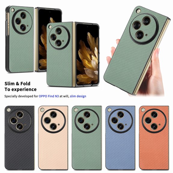 Allytech Fiber Pattern Phone Case for OnePlus Open/Oppo Find N3, Slim Fit Lightweight Shockproof Anti-Fall Anti-Scratch Non-Slip Luxury Folding Case for OnePlus Open 2023 - Green