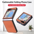 thumbnail image 1 of Allytech Fiber Pattern Phone Case for Samsung Galaxy Z Flip5, Slim Fit Lightweight Shockproof Anti-Fall Anti-Scratch Non-Slip Luxury Folding Case for Samsung Galaxy Z Flip5 - Brown, 1 of 5
