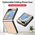 thumbnail image 1 of Allytech Fiber Pattern Phone Case for Samsung Galaxy Z Flip5, Slim Fit Lightweight Shockproof Anti-Fall Anti-Scratch Non-Slip Luxury Folding Case for Samsung Galaxy Z Flip5 - Khaki, 1 of 5