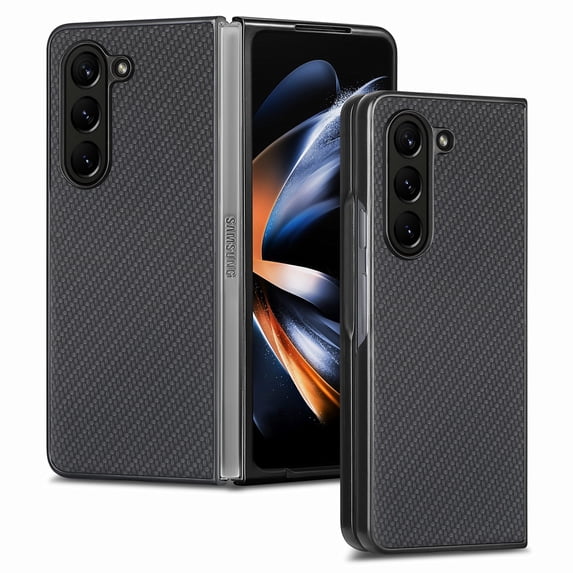 Allytech Fiber Pattern Phone Case for Samsung Galaxy Z Fold6, Slim Fit Lightweight Shockproof Anti-Fall Anti-Scratch Non-Slip Luxury Folding Case for Samsung Galaxy Z Fold6 - Black