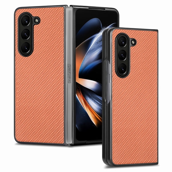 Allytech Fiber Pattern Phone Case for Samsung Galaxy Z Fold6, Slim Fit Lightweight Shockproof Anti-Fall Anti-Scratch Non-Slip Luxury Folding Case for Samsung Galaxy Z Fold6 - Brown