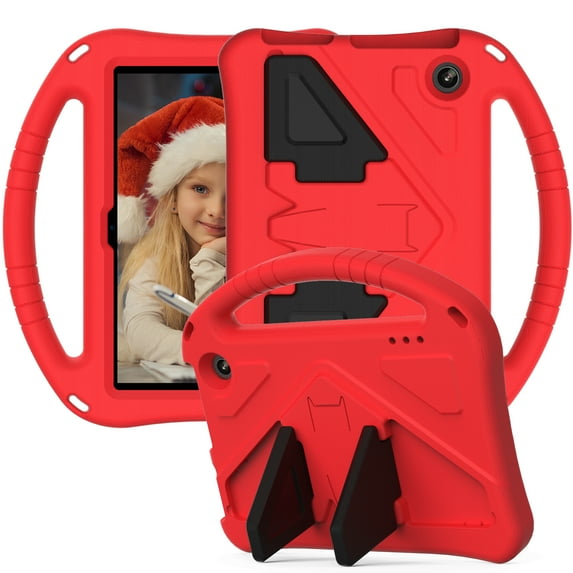 Allytech Fire 7 2022 Case, Fire 7 12th Gen Case, Kids Friendly EVA Foam Lightweight Handle Stand Shockproof Drop Protective Case Cover for Amazon Kindle Fire 7 2022 12th Generation - Red