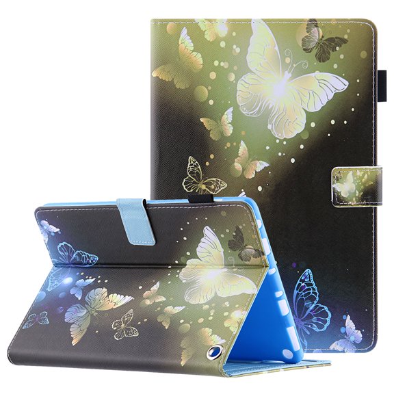 Allytech Fire 7 2022 Case, Fire 7 12th Gen Case, Slim Fit Folio Flip Cover Auto Sleep Wake Protective Shockproof Pencil Hoder Case Shell for Aamzon Fire 7 12th Gen 2022 - Gold Butterfly