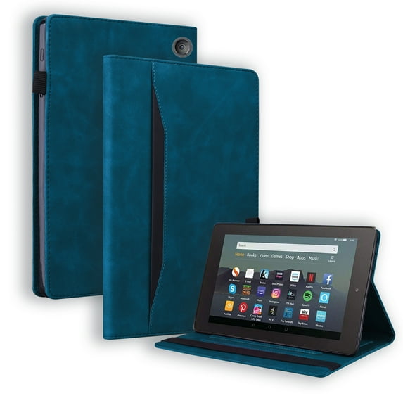 Allytech Fire 7 2022 Case, Fire 7 12th Generation Case, PU Leather Slim Fit Auto Sleep Wake Flip Cover Multi Angle Viewing Stand Shockproof Protective Shell Case for All-new Fire 7 2022 - Blue