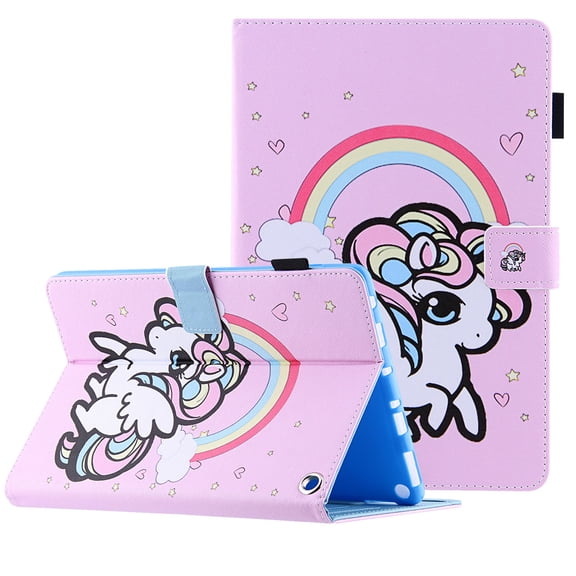 Allytech Fire 7 Case 12th Gen 2022 Released -  PU Leather Cute Pattern Folio Flip Smart Cover Multi Angle Stand Shockproof Drop Protective Case Cover for Amazon Fire 7 2022 12th Gen - Unicorn