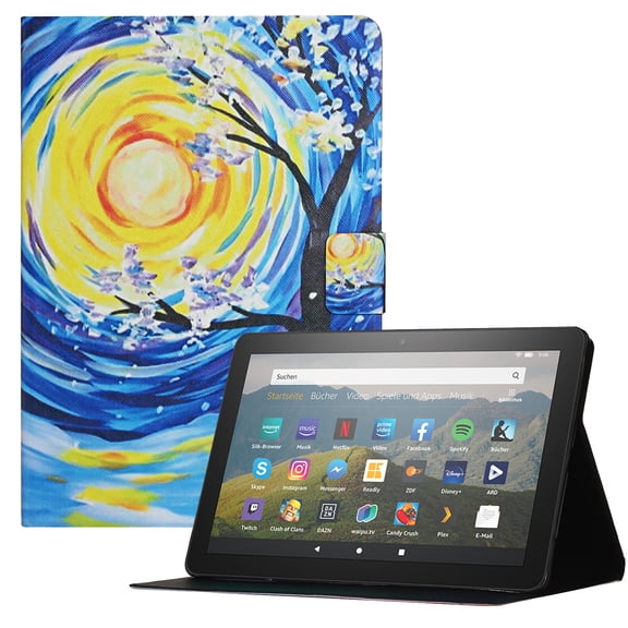 Allytech for Fire HD 10 2021 Protective Case Cover for Kindle Fire HD 10 Plus(11th Gen 2021), Smart PU Leather Foldable Stand Anti-Shock Magnetic Closure Case with Credit Card Slots, Starry Sky