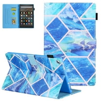 Allytech Fire HD 10 Case 10.1" Display Tablet, PU Leather Slim Fit Shell Auto Sleep Wake Lightweight Shockproof Book Style Kickstand Case Cover for Amazon Fire HD 10 2019/2017/2015, Blue Grid