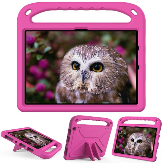 Allytech Fire HD 8 2021 Case, Fire HD 8 Plus Case 10th Gen 2020, Soft EVA Rubber Kids Friendly Drop Protection Shockproof Kickstand Handle Case Cover for Amazon All-new Kindle Fire HD 8 2020, Rose