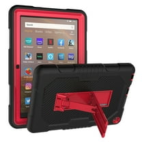 Allytech Fire HD 8 Case 10th Generation, Fire HD 8 Plus Case, Protection Drop Proof Kickstand [Without Screen Protector] Kids Friendly Cover Case for Amazon Kindle Fire HD 8 10th Gen, Black/Red