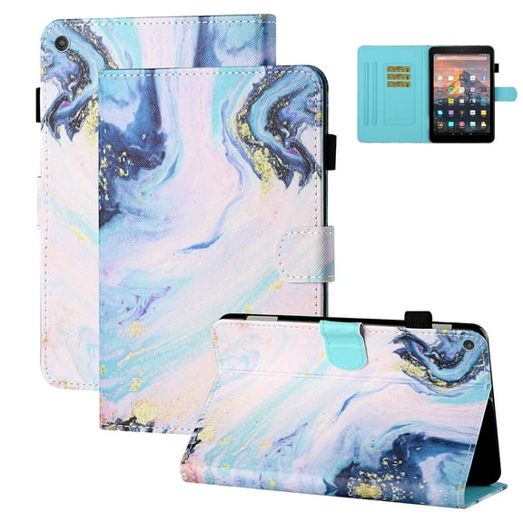 Allytech Fire HD 8 Case 2018/2017/2016 (NOT for Fire HD 8 2020), Slim Fit Smart Cover Auto Sleep Wake Kickstand Flip Shockproof Case Cover for Amazon Kindle Fire HD 8 2018, Marble