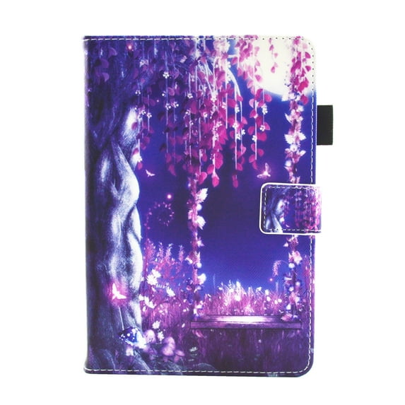 Allytech Fire HD 8 Plus / Fire HD 8 2020 Case 10th Generation, PU Leather Auto Sleep Wake Flip Stand Shockproof Pencil Holder TPU Back Cover for All-New Fire HD 8 Plus/ Fire HD 8 2020,Purple Tree
