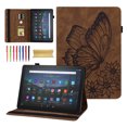 thumbnail image 1 of Allytech Fire Max 11 2023 Case, Slim Fit PU Leather Butterfly Embossed Pencil Holder Multi Angle Viewing Stand Protective Shockproof Protective Case for Amazon Kindle Fire Max 11 13th Gen - Brown, 1 of 10