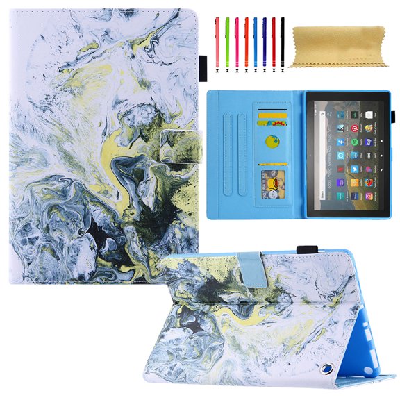 Allytech Fire Max 11 Case 13th Generation 2023, PU Leather Flip Folio Stand Shockproof Cards Holder Antislip Pencil Holder Protective Case Cover for Amazon Fire Max 11 - Gold Marble