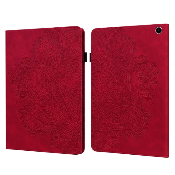 Allytech Fire Max 11 Case, Premium PU Leather Flower Embossed Cards Slots Shockproof Protective Kickstand Wallet Case for Amazon Fire Max 11 - Red