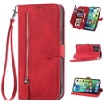 thumbnail image 1 of Allytech Fit for Apple iPhone 14 Pro Wallet Case with Wrist Strap,Zipper Pocket Premium PU Leather Magnetic Flip Kickstand Multi Credit Card Slots Purse Shockproof Phone Cover,Red, 1 of 16