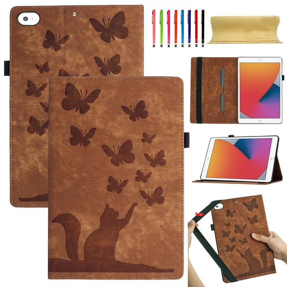 Allytech Flip Case for 7.9 inch Apple iPad mini 1/2/3/4/5 Case, Lovely Pattern Slim PU Leather Wallet Auto Sleep Wake Shockproof Cover with Stylus Holder Card Slots for iPad mini 1/2/3/4/5, Brown