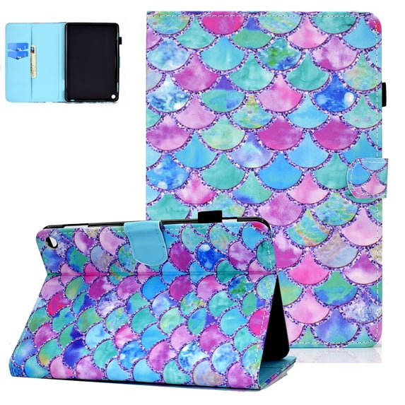 Allytech Flip Case for Amazon Fire HD 8 10th Gen & Fire HD 8 Plus 2020, Painted Cute Pattern Smart Cover for Girls with Auto Sleep Wake Shockproof Kickstand Case for Amazon Fire HD 8 2020, Scales