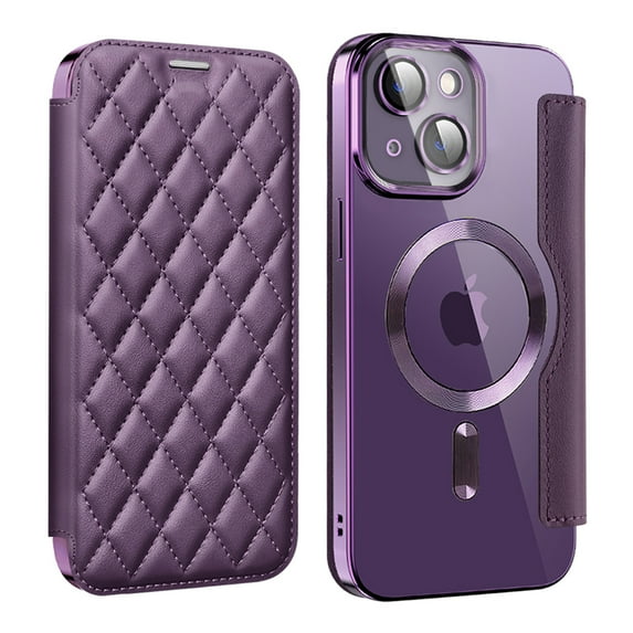 Allytech Flip Case for Apple iPhone 13, Magsafe Case Wireless Charging Support Anti-Scratch Shockproof Cards Holder Wallet Case Cover for iPhone 13 - Purple