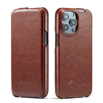 Allytech Flip Case Compatible with iPhone 15 Pro, Slim Fit Lightweight Premium PU Leather Vertical Flip Shockproof Full Body Protection Luxury Cover Case - Brown