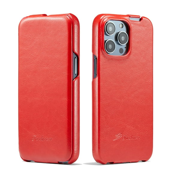 Allytech Flip Case Compatible with iPhone 15 Pro, Slim Fit Lightweight Premium PU Leather Vertical Flip Shockproof Full Body Protection Luxury Cover Case - Red