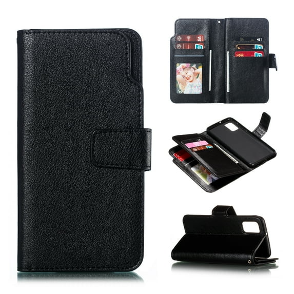 Allytech Flip Case for Galaxy S20 6.2", Premium PU Leather Shockproof Full Protection 9 Cards Slots Magnetic Clasp Folio Style Wallet Case Cover for Samsung Galaxy S20, Black