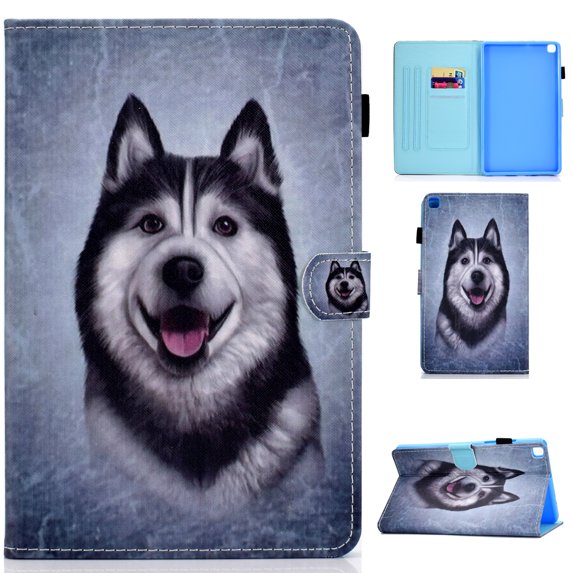 Allytech Flip Case for Galaxy Tab A7 Lite 2021(Model: SM-T220/SM-T225), Premium PU Leather Multi-Angle Viewing Stand Wallet Case for Samsung Galaxy Tab A7 Lite 8.4" T220 2021, Smile Husky