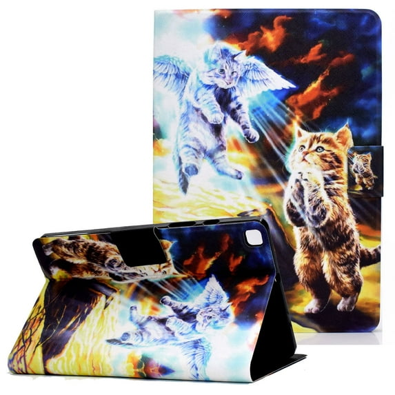 Allytech Flip Case for Galaxy Tab A7 Lite 2021(Model: SM-T220/SM-T225), Premium PU Leather Multi-Angle Viewing Stand Wallet Case for Samsung Galaxy Tab A7 Lite 8.4" T220 2021, Angel Cats