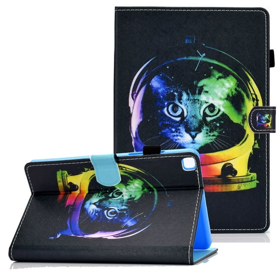 Allytech Flip Case for Galaxy Tab A7 Lite 2021(Model: SM-T220/SM-T225), Premium PU Leather Multi-Angle Viewing Stand Wallet Case for Samsung Galaxy Tab A7 Lite 8.4" T220 2021, Space Cat