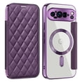 thumbnail image 1 of Allytech Flip Case for Google Pixel 8A, [Compatible with Magsafe] PU Leather Clear Back Cover RFID Blocking Cards Slots Wallet Phone Case for Google Pixel 8A, Purple, 1 of 8