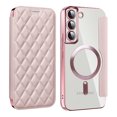 thumbnail image 1 of Allytech Flip Case for Samsung Galaxy S22, [Compatible with Magsafe] PU Leather Clear Back Cover RFID Blocking Cards Slots Wallet Phone Case for Galaxy S22, Pink, 1 of 9