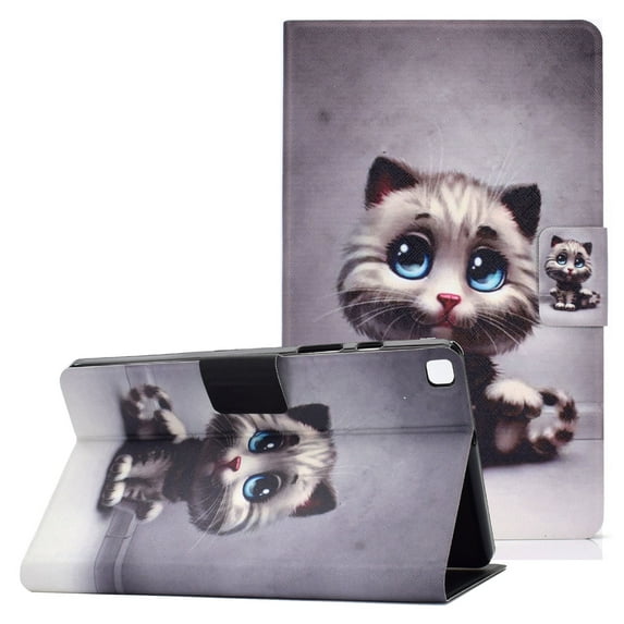 Allytech Flip Case for Samsung Galaxy Tab A7 Lite 8.4" SM-T220 T225 2021 Released, Slim PU Leather Multi Angle Viewing Stand Shockproof Colorful Pattern Case Cover for Girls Women, Cat