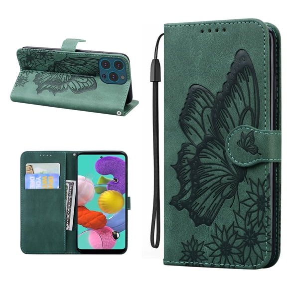 Allytech Flip Case for iPhone 13 Pro Max 2021 Model 6.7 inch, Premium Retro Butterfly PU Leather Wallet Case with [Magnetic Closure][Card Holder][Wrist Strap] Stand Cover for iPhone 13 Pro Max, Green