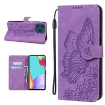 Allytech Flip Case for iPhone 13 Pro Max 2021 Model 6.7 inch, Premium Retro Butterfly PU Leather Wallet Case with [Magnetic Closure][Card Holder][Wrist Strap] Stand Cover for iPhone 13 Pro Max, Purple