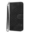 thumbnail image 1 of Allytech Flip Cover 3D Geometric Lattice Stand Hand Wrist Folio Credit Card Slots Wallet Case Soft Shell Cell Phone Case for Samsung Galaxy A15 5G, Black, 1 of 8