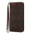 thumbnail image 1 of Allytech Flip Cover 3D Geometric Lattice Stand Hand Wrist Folio Credit Card Slots Wallet Case Soft Shell Cell Phone Case for Samsung Galaxy A15 5G, Coffee, 1 of 8