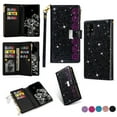 thumbnail image 1 of Allytech Flip Cover for Samsung Galaxy A71 5G, PU Leather Glitter Bling Design Kickstand Shockproof Multiple Cards Slots Zipper Pocket Wallet Case Cover for Girls Women, Black, 1 of 10