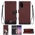 thumbnail image 1 of Allytech Flip Cover for Samsung Galaxy Note 20, PU Leather Folding Stand Shockproof Credit Cards Slots Drop Protection Wrist Strap Magnetic Closure Wallet Case for Galaxy Note 20, Brown, 1 of 6