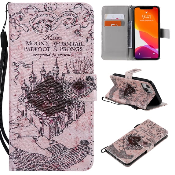 Allytech Flip PU Leather Case for iPhone 14 5G 2022 (6.1 inch), Hands Free Stand Magnetic Closure TPU Bumper Anti-Scratch Case for Apple iPhone 14, Castle