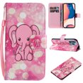 thumbnail image 1 of Allytech Flip PU Leather Case for iPhone 14 Pro 5G 2022 (6.1 inch), Hands Free Stand Magnetic Closure TPU Bumper Anti-Scratch Case for Apple iPhone 14 Pro, Cute Elephant, 1 of 5